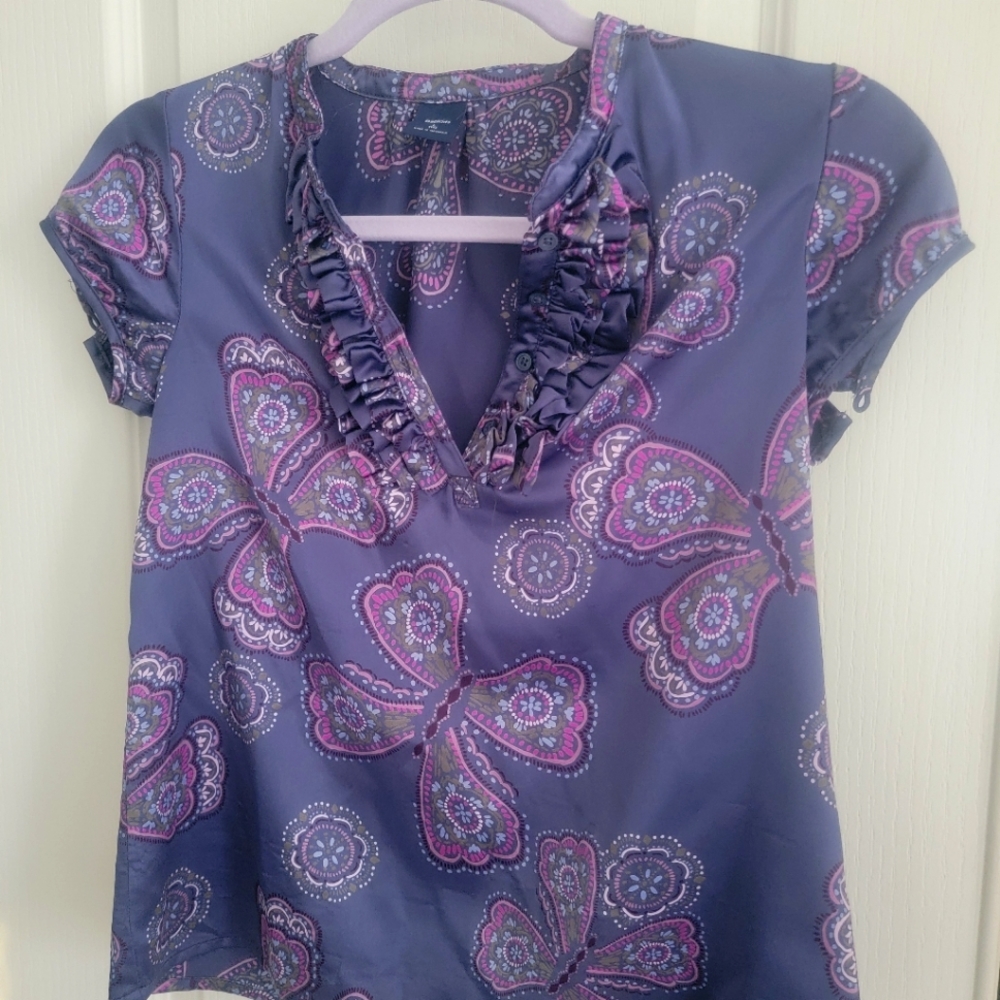 Girls silk short sleeve Gap blouse size L